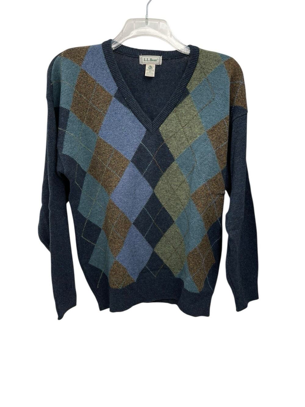 Vintage LL Bean Argyle Sweater Lambswool Scotland Men’s Size Medium